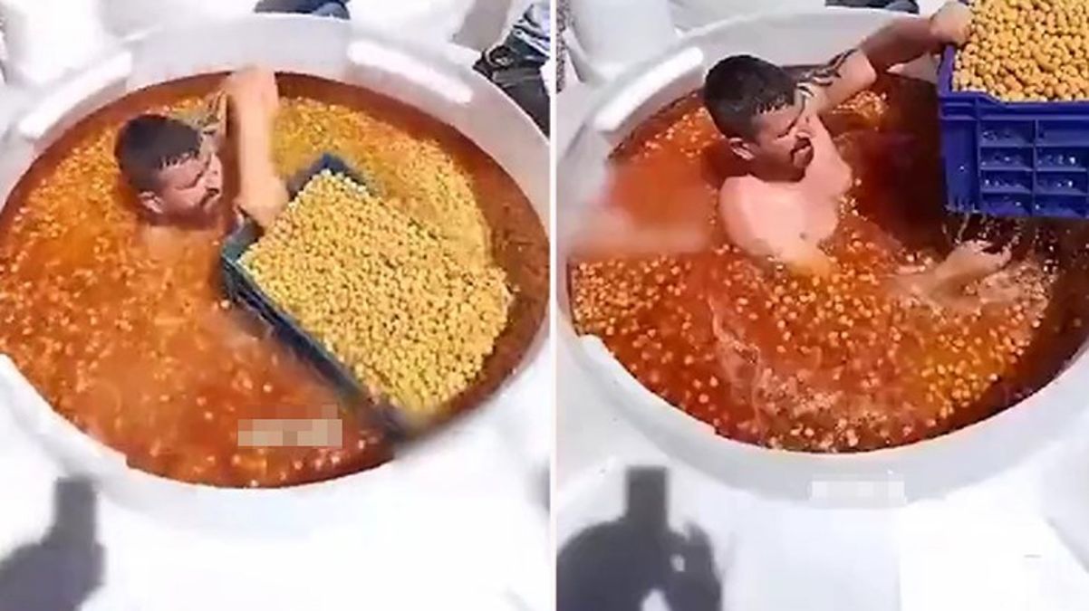 Zeytin tankına çıplak girdiği anları sosyal medyada paylaşan adam tutuklanarak cezaevine gönderildi