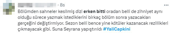 Yalı Çapkını dizisinin son bölümü kesilen sahnelerden dolayı normal saatinden erken bitti