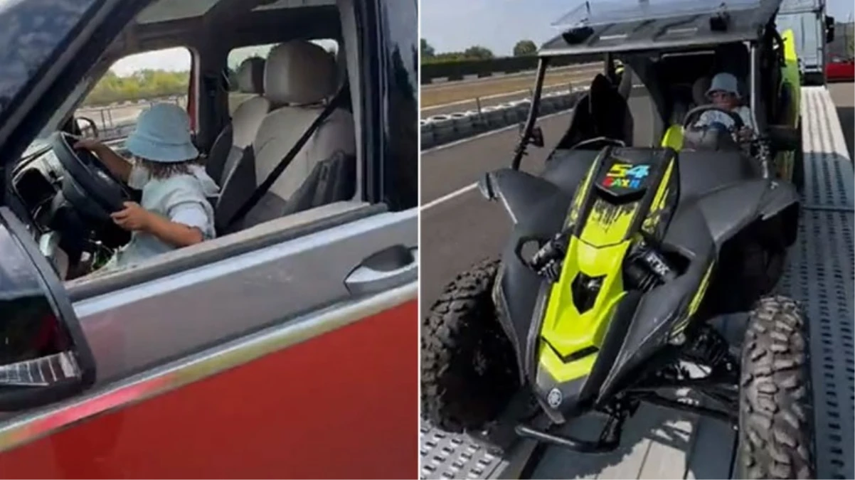 Yaşıtları oyuncakla oynarken Kenan Sofuoğlu’nun oğlu Zayn, 20 metre tıra araç yükledi