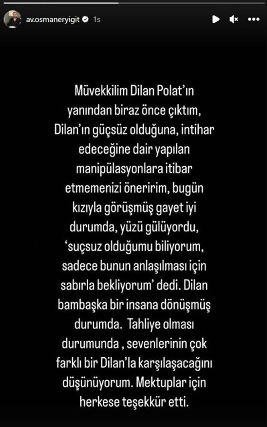 Cezaevinde intihar etmek istediği söylenen Dilan Polat'la ilgili avukatından açıklama: Manipülasyonlara itibar etmeyin