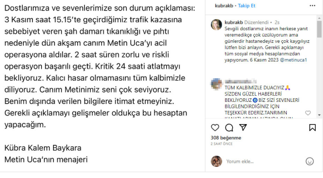 Trafik kazası geçiren Metin Uca'nın sağlık durumuyla ilgili yeni gelişme: Acil ameliyata aldılar