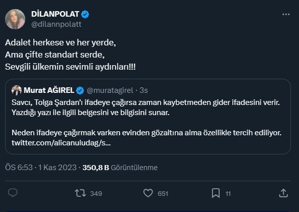 Gözaltındaki Dilan Polat'ın hesabından yapılan paylaşım tartışma yarattı: Adalet herkese ve her yerde ama çifte standart serde