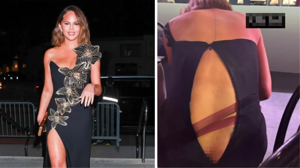 Ünlü oyuncu Chrissy Teigen’in galada fermuarı patladı