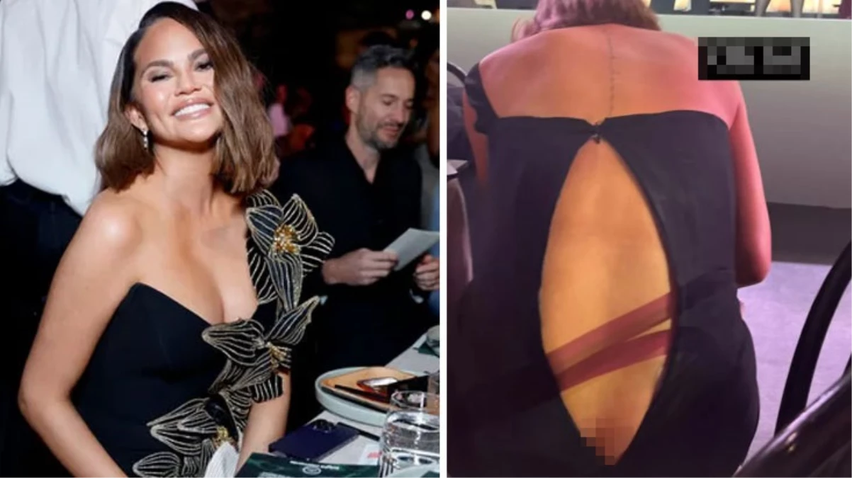 Ünlü oyuncu Chrissy Teigen’in galada fermuarı patladı
