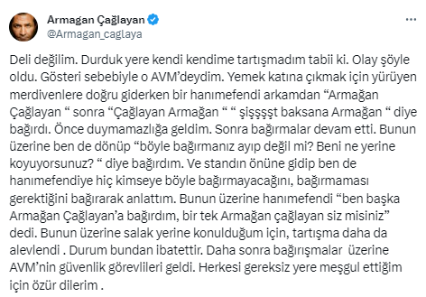 Ünlü sunucu Armağan Çağlayan, çekim için gittiği AVM'de çalışanlarla tartıştı