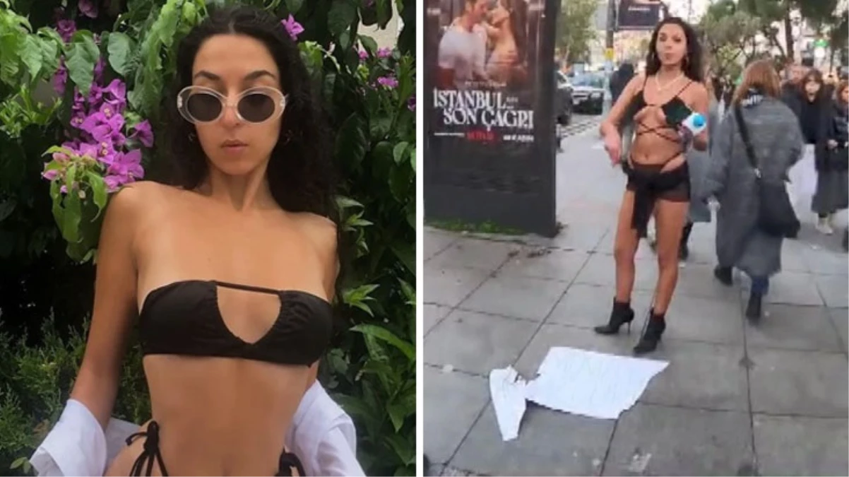 Bağdat Caddesi’nde pankartlı protesto yapan fenomen Melisa Yaren Aydınalp gözaltına alındı