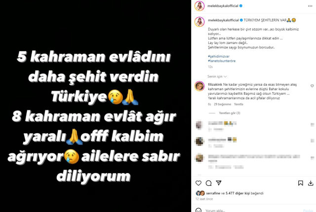 9 evimize ateş düştü! Ünlü isimler, şehitlerimize sessiz kalmadı