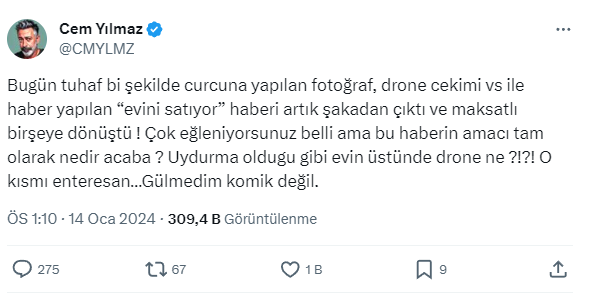 Cem Yılmaz, villasını satışa çıkardığı iddialarını yalanladı