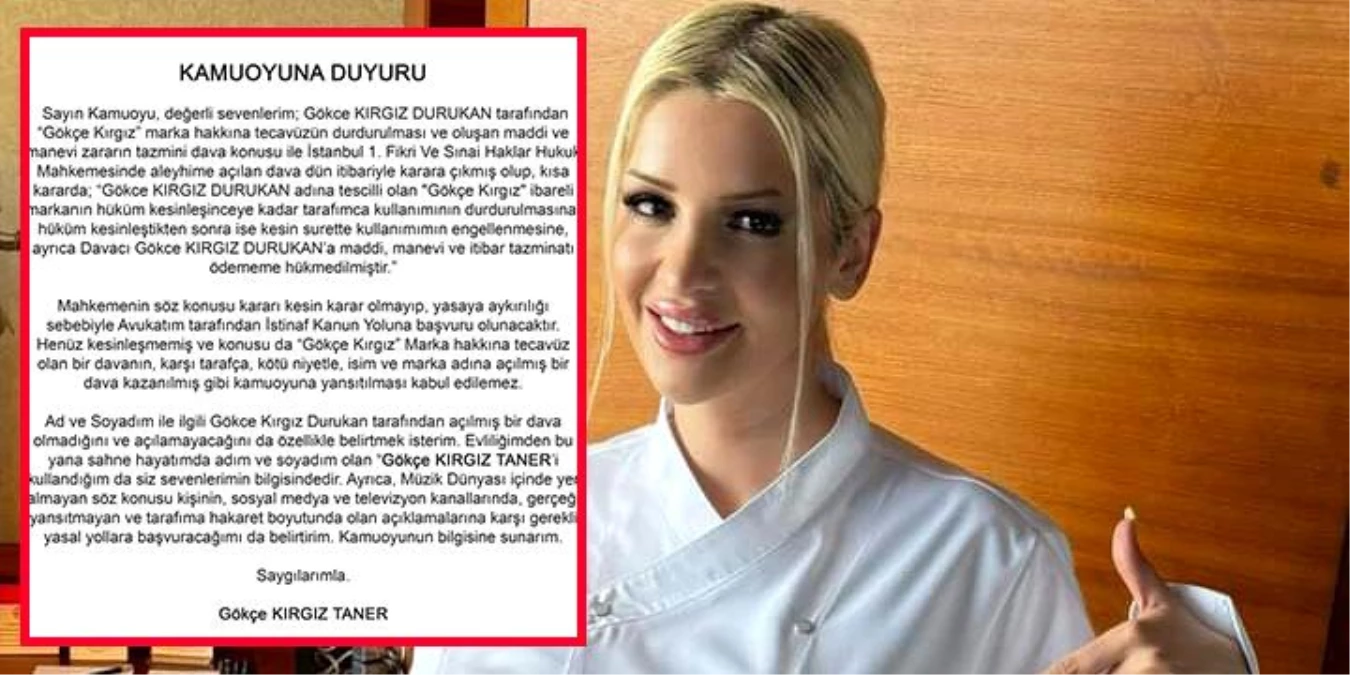 Gökçe Kırgız Durukan, Gökçe Kırgız Taner’e açtığı dava sonrası açıklama yaptı