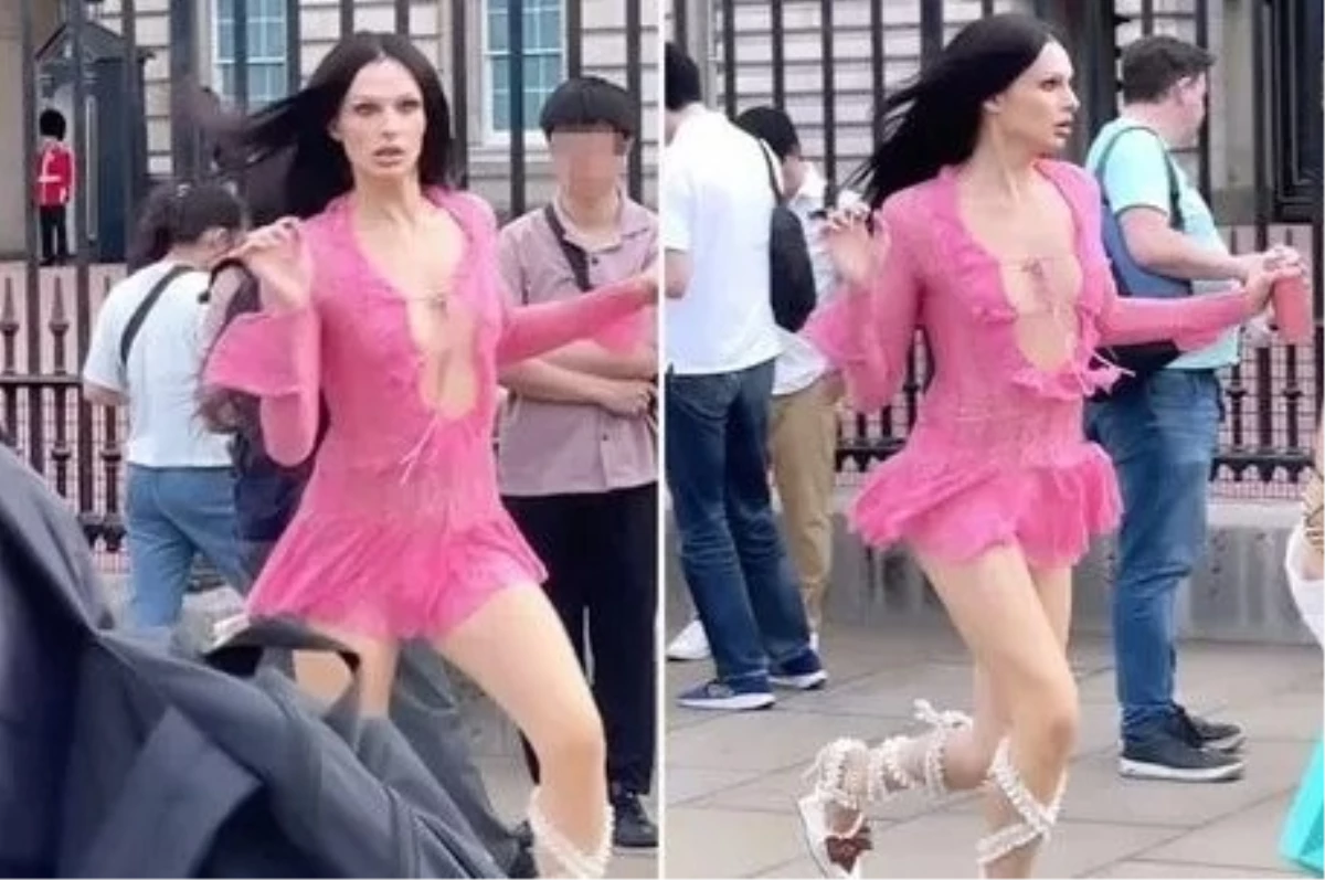 Buckingham Sarayı Önünde Sütyensiz Model Şaşkınlık Yarattı