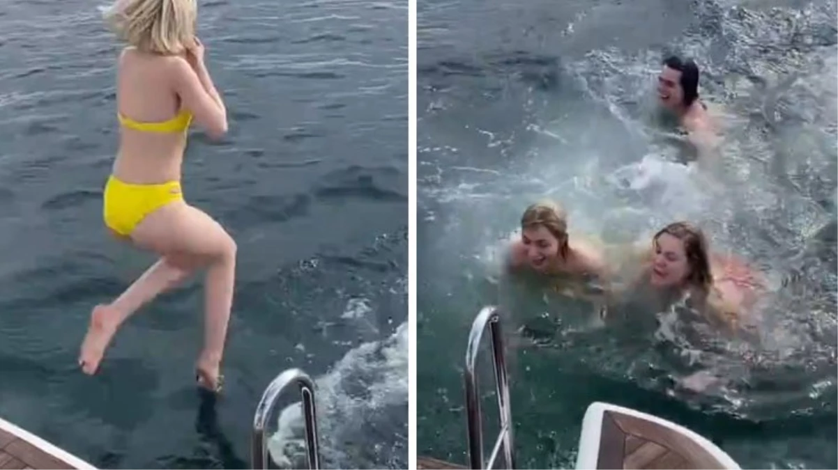 İstanbul Boğazı’nda denize giren Aleyna Tilki ve Serel Yereli akıntıya kapılıyordu