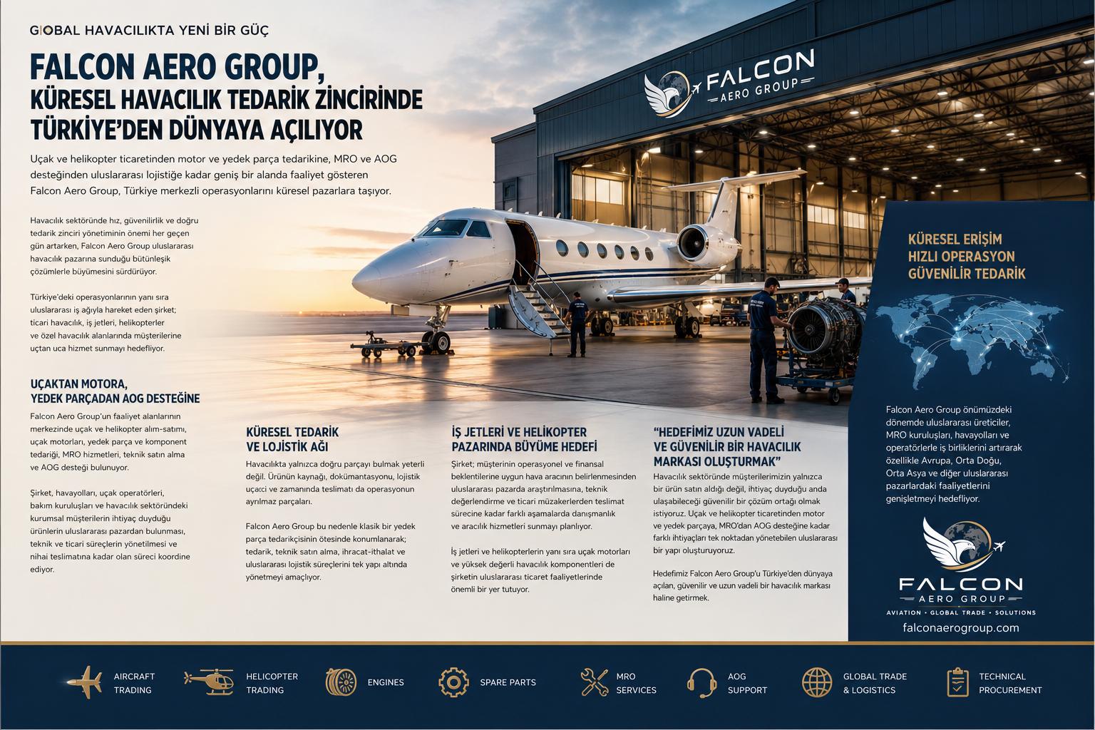 Falcon Aero Group, Küresel Havacılık Tedarik Zincirinde Türkiye’den Dünyaya Açılıyor